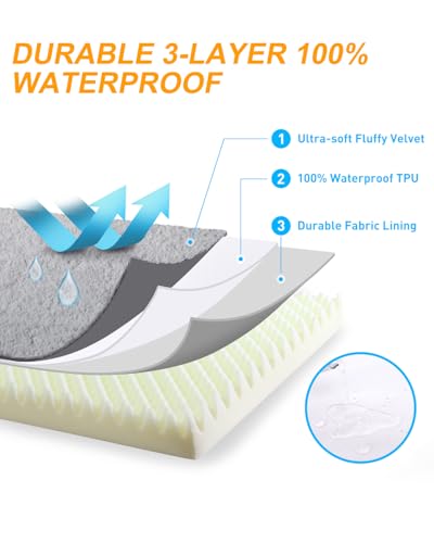 KSIIA Orthopedic Dog Bed, Egg Crate Foam Pet Mat with Removable Cover, Plush Waterproof & Washable Small Dogs Bed, 17x12 Inch, Gray - color: Light Grey, size: 17.0"L x 12.0"W x 2.5"Th