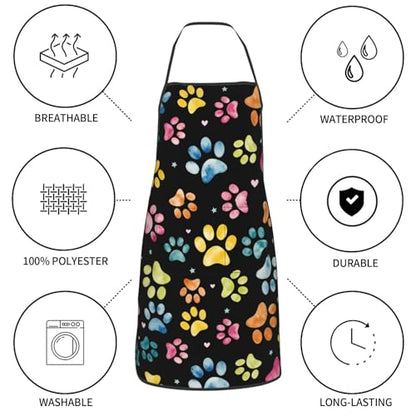 Dog Grooming Waterproof Apron with 2 Pockets, Cute Animals Puppy Dog Pets Apron - color: Water Color