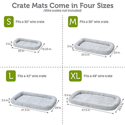Friends Forever Bolster Dog Crate Mat 48 Inch, Washable Dog Crate Bed, Sherpa Fleece, Nova Grey - color: Nova Grey, size: 47.5"L x 29.5"W x 3.5"H, style: Crate Mat w/ Bolster