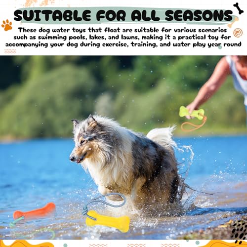 Skylety 4 Pack Floating Dog Toy with Rope Handle EVA Dog Bumper Throw Stick for Water Training Fetch Retrieving High Visibility Pool Water Toy for Beach Diving Pool Yard Summer Outdoor Play, Bone - style: Bone