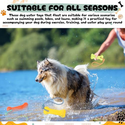 Skylety 4 Pack Floating Dog Toy with Rope Handle EVA Dog Bumper Throw Stick for Water Training Fetch Retrieving High Visibility Pool Water Toy for Beach Diving Pool Yard Summer Outdoor Play, Bone - style: Bone