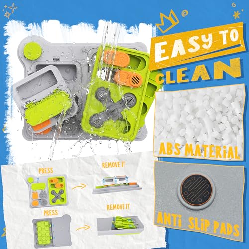 Dog Puzzle Toy Slow Feeder, Interactive Dog Toys for IQ Training & Mental Stimulation, ABS Easy Clean Detachable Tray Non-Slip Base, Enrichment Toys for Dogs, Green - color: Green