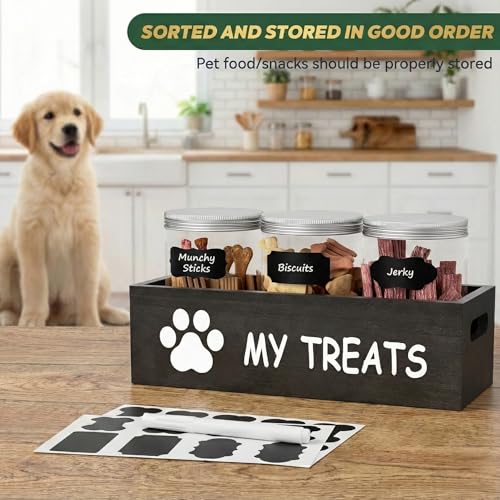 qeerable Dog Treat Container Airtight Storage Jars Set of 3 - Clear Plastic Pet Treat Canister with Lids - Dog Food Container for Countertop Organization (grey) - color: Grey