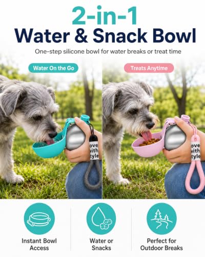 Dog Water Bottle Portable Bowl Travel Collapsible for Dogs with Walking on Walks Dispenser Pet Ball Insulated Hiking Stainless Steel Drinking Waterbottle Puppy Bowls Bottles