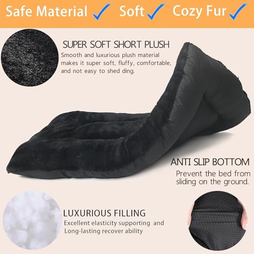 Small Dog Crate Bed 24 x 18 - Washable Extra Soft Kennel Mat, Cozy Fluffy With Anti-Slip Bottom for 24 Inch Crates - Pillow Cushion Puppy Mattress Pad, Black - color: Black, size: 24"L x 18"W x 2"Th