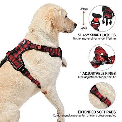 NESTROAD No Pull Dog Harness with Leash, Reflective No Choke Pet Vest Harness,Adjustable Soft Padded Dog Harness with Easy Control Handle for Small Dogs(Checkered Red,Small) - color: Checkered Red, size: 【S】neck 11-15" chest 15-21"