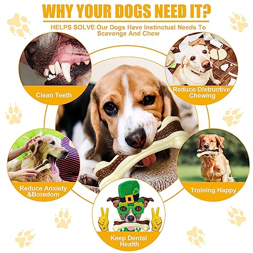 Sosation 10 Pcs Dog Chew Toys for Aggressive Chewers Nylon Beef Flavor Dog Bones Tough Puppy Teething Toys Puppy Chew Bones for Large/Medium/Small Breed Dogs Puppies (5.1 x 2 Inch) - size: 5.1 x 2 Inch