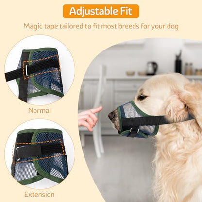 Coppthinktu Dog Muzzle - Soft Mesh Mouth Guard for Small, Medium, Large Dogs - Breathable, Adjustable Cover to Prevent Biting, Barking - Allows Panting, Drinking - size: L
