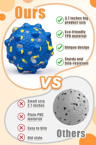 Moonorange 3.7'' Dog Balls for Dogs Aggressive Chewers Indestructible Tennis Durable Bouncy Interactive Dog Toy for Fetch Game Floating Balls (Grey Large) - color: Grey-Large