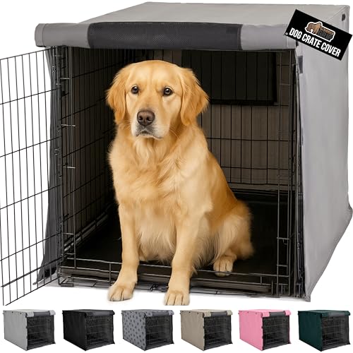 GORILLA GRIP Dog Crate Covers Compatible with Amazon Basics Dog Crates, All Sides Open, Privacy Cover Fits 42" Wire Kennel, Breathable Mesh Windows, Light Reducing Puppy Training Cage Topper, Gray - color: Gray, size: 42" X 28" X 30"