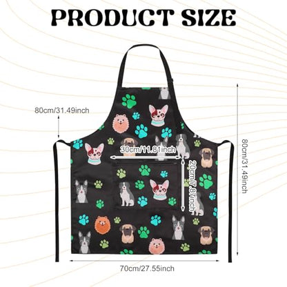 Dog Grooming Waterproof Apron with 2 Pockets, Cute Animals Puppy Dog Pets Apron - style: Cute Pet Dog