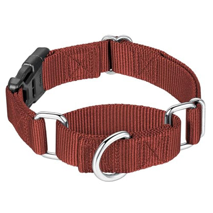 Mikivery Martingale Collar for Dogs Nylon Dog Collar with Quick Release Buckle Adjustable Training No Slip Dog Collars(Medium, Brick) - color: Brick, size: Medium