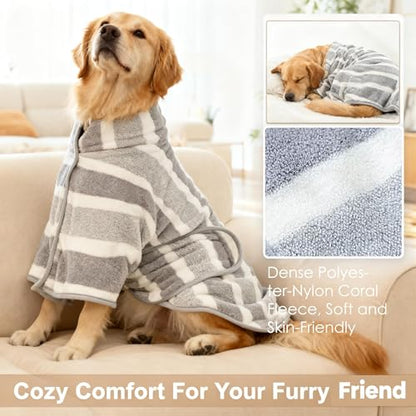 S Size Super Absorbent Dog Bathrobe, Quick-Dry Microfiber Dog Bath Towel for Small Dogs 10-18 lbs, Adjustable Post-Bath Drying Robe with Chest 23.6", Grey - size: S