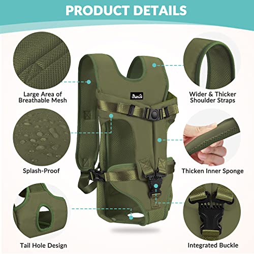 Lukovee Dog Backpack Carrier, Legs Out Easy-fit Dog Front Carrier for Small Medium Dogs, Adjustable Hands Free Dog Chest Carrier for Hiking Cycling (Green-4,Medium) - color: Green