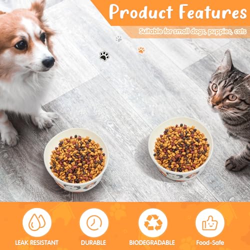 Mifoci 100 Pcs Disposable Dog Bowls 1.5 Cups Pets Disposable Feeding Bowls for Dogs and Cats Pets Paper Travel Cups for Small Medium Dogs Cats Puppy Kitten Dry or Wet Serving Food Water(Lovely) - style: Lovely