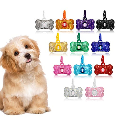 SAVORI Dog Poop Bag Holder Bling Crystal Dog Waste Bags Dispenser for Pet Dog Doggy with Carabiner Clip Includes 1 Roll 15 Bags (Pink) - color: Pink