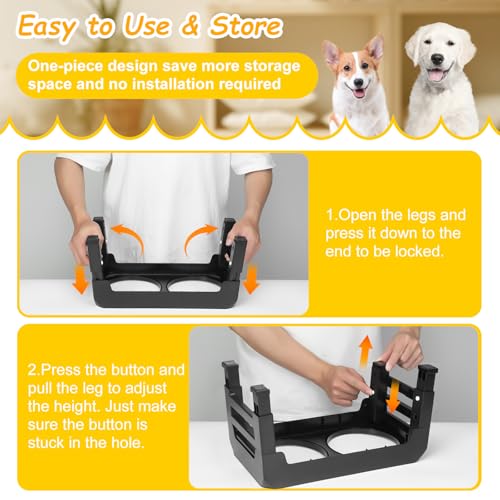 Elevated Dog Bowls 3 Height Adjustable Raised Bowl Stand with 25oz Stainless Steel Dog Food Bowls Anti-Slip for Small Dogs Adjusts to 7.5", 6", 2.75", Black - color: Black, size: Small dogs