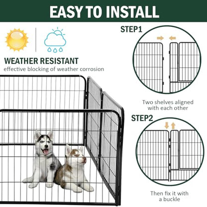 Vivicreate 8 Panels Dog Playpen Indoor Outdoor Metal Pet Fence Portable Foldable Dog Pen Puppy Exercise Pen for Small Medium Dogs Yard RV Camping