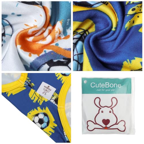 CuteBone Football Dog Shirts 2-Pack Soft Pet Clothes Breathable Summer Vest for Small Puppy and Stretchy Cat Apparel 2BX23S - color: Soccer Splash, size: Small