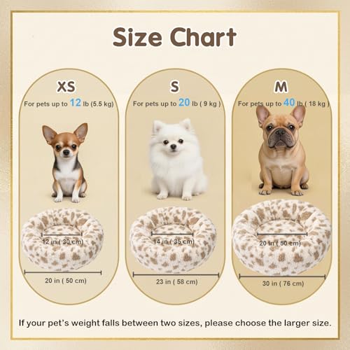 Avont Washable Donut Dog Bed with Removable Cover, Orthopedic Mixed Memory Foam Round Pet Bed, Ultra-Thick Faux Rabbit Fur Calming Cushion for Small, Medium Dogs - size: XS ( 20")