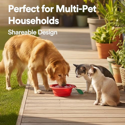 Collapsible Silicone Dog Bowl (Red) - color: Red