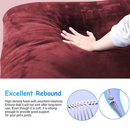 Magic Dog Super Soft Extra Large Dog Bed, 47 Inches Jumbo Orthopedic Foam Pet Beds with Anti Slip Bottom, Dog Sleeping Mattress with Removable and Washable Cover, Burgundy XL - color: Burgundy, size: 47.0"L x 39.0"W x 5.0"Th