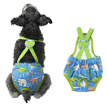 Dog Diaper Sanitary Pantie with Suspender Reusable Doggies Period Pants Washable Girl Pet Underwear Diapers Jumpsuits Onesie for Puppy Small Female Dogs in Heat - color: Green, size: XXS