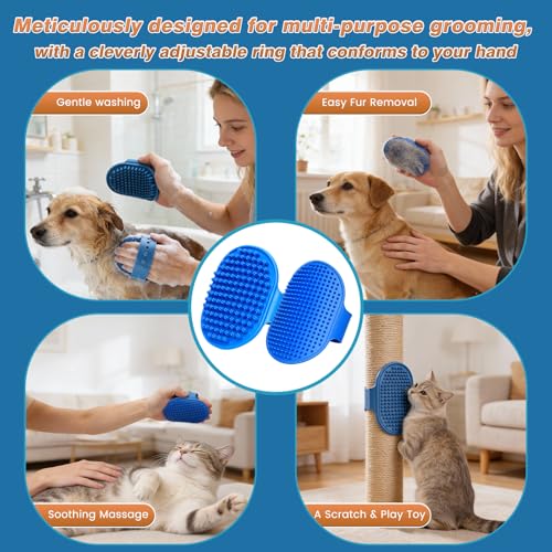 7 PCS Pet Grooming Kit for Dogs and Cats | Dog Washing Gloves | Dog Bath Brush | Cleanroom Gloves | Dog Shampoo Brush | Finger Toothbrushes | Storage Bag | All-in-One Pet Care (Ocean Blue) - color: Ocean Blue