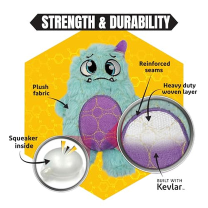 Bite Force - Durable & Strong Dog Toy Light Blue Monster with Squeaker, Kevlar-Reinforced for Aggressive Chewers. - color: Small - the Goofy Monster