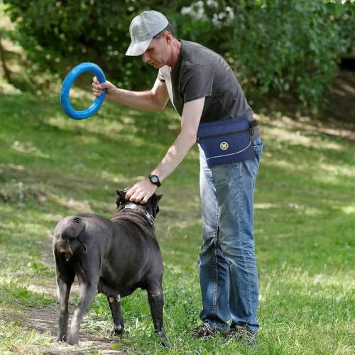 Viklluyr Dog Treat Pouch Bag with Magnetic Closure, Dog Food Carrier with Removable Inner Pocket, Perfect Dog Training Bag for Agility Training - Including Carabiner - color: Blue, size: M