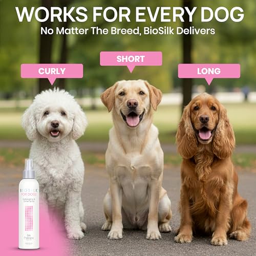 BioSilk for Dogs Silk Therapy Detangling and Shine Protecting Spray, pH Balanced Leave-in Mist with Silk and Vitamins for Dematting, Paraben-Free, All Coats and Breeds, 8 Fl Oz - 2 Pack - size: 8 Fl Oz (Pack of 2)