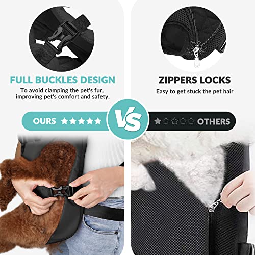Lukovee Dog Backpack Carrier, Legs Out Easy-fit Dog Front Carrier for Small Medium Dogs, Adjustable Hands Free Dog Chest Carrier for Hiking Cycling (B,Medium) - color: Black