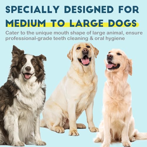 Dog Toothbrush Kit 4 Pack, Ultra Soft Dog Tooth Brush for Medium to Large Dogs & Cats, Pet Tooth Brushing Kit for Easy Dental Cleaning, Soft Bristles, 2 Pink Wave Head & 2 White Flat Head - style: Medium to large dogs(4pcs,white-pink)