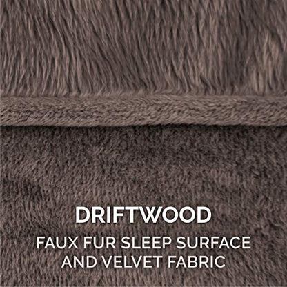 Furhaven Replacement Dog Bed Cover Faux Fur & Velvet Sofa-Style, Machine Washable - Driftwood Brown, Medium - color: (Faux Fur & Velvet) Driftwood Brown, size: Medium