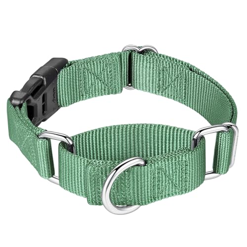 Mikivery Martingale Collar for Dogs Nylon Dog Collar with Quick Release Buckle Adjustable Training No Slip Dog Collars(Medium, Emerald) - color: Emerald, size: Medium