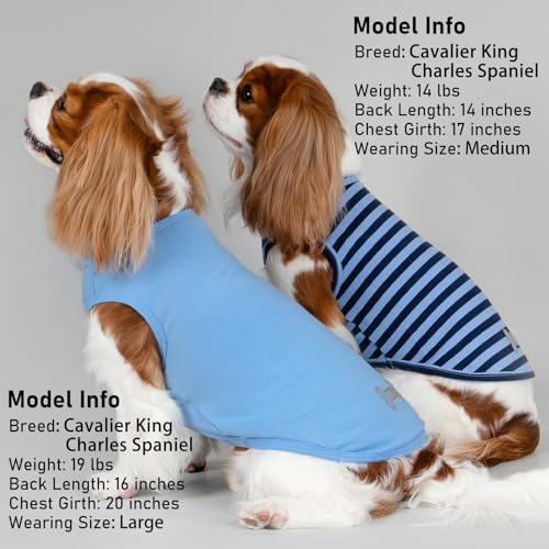 KYEESE 2Pack Dog Shirt, Soft Striped Dogs T Shirts, Lightweight Doggie Tank Top Cat Clothes, Sleeveless Dog Shirt for Small Dogs, Stretchy Pet Vest, Dark Blue, Small - color: 02# 2Pack (Dark Blue+Striped), size: Small (4-7lbs)
