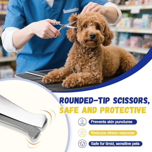 Dog Ear Hair Removal Kit – Ear Powder, Safety Round Tip Scissors & Locking Tweezers – At-Home Grooming Set for Hair Plucking, Wax Removal & Odor Control – Ideal for Poodles & Doodles - size: 3-pack