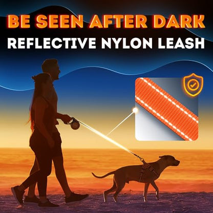 Update Retractable Dog Leash up to 100 lbs – Heavy Duty Reflective Leash – Soft Anti-Slip Grip Outdoor Daily