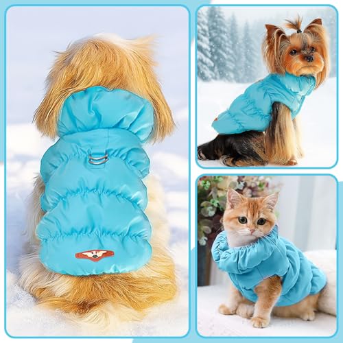 ABRRLO Winter Warm Dog Jacket for Small Medium Dogs Cat Cold Weather Coats with Harness Paded Dogs Fleece Vest Waterproof Windproof Dog Snow Jacket Pet Puppy Clothes (Blue,XS) - color: Blue, size: X-Small