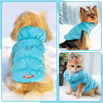ABRRLO Winter Warm Dog Jacket for Small Medium Dogs Cat Cold Weather Coats with Harness Paded Dogs Fleece Vest Waterproof Windproof Dog Snow Jacket Pet Puppy Clothes (Blue,M) - color: Blue, size: Medium
