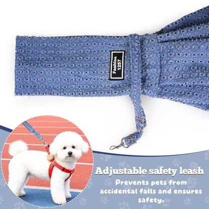 Small Pet Sling Carrier Breathable Texture with Pocket Pet Cross Body Shoulder Bag Dog Cat for Outdoor Travel(Denim Blue) - color: Denim Blue