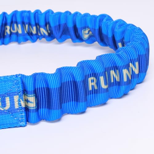 Hands Free Dog Leash, Heavy Duty with Waist Belt & Storage Pouch, Strong Pull Control, Two Handles Bungee for Running & Walking, Big & Medium Dogs, Blue - color: Royal Blue
