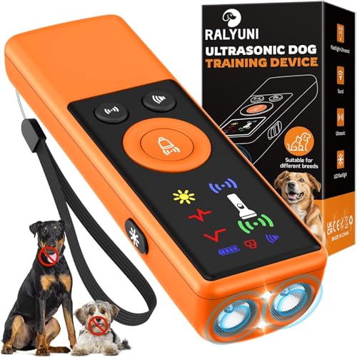 Ultrasonic Dog Bark Deterrent Device, Anti-Barking Control Device with LCD Screen & 3 Modes, Dog Training Tools to Stop Bad Behaviors, Safe Trainer Up to 35ft for Indoor Outdoor Use-01 - color: Orange