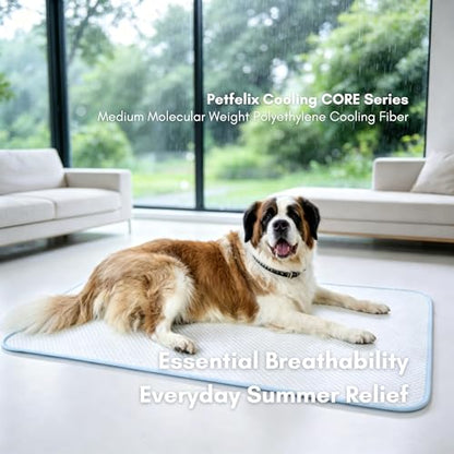 petfelix FrostEase Dog Cooling Mat, Cooling Dog Bed and Cooling Pad for Dog with Qmax 0.4 Yarn, Breathable 3D Airflow Layers, Machine Washable Non Slip Base for Pets, Blue, XXL, 55"*36" - size: XXL-55''*36''