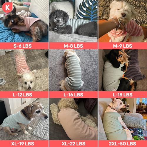 KYEESE 2Pack Dog Shirts Waffle for Small Dogs Stretchy Pet T-Shirts Lightweight Dog Tank Top Sleeveless Dogs Vest Breathable, Large, Green+Grey - color: 06# 2Pack(Green+Grey), size: Large (12-18lbs)