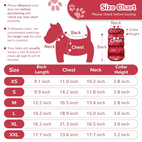 ABRRLO Winter Warm Dog Jacket for Small Medium Dogs Cat Cold Weather Coats with Harness Paded Dogs Fleece Vest Waterproof Windproof Dog Snow Jacket Pet Puppy Clothes (Wine red,XS) - color: Wine red, size: X-Small