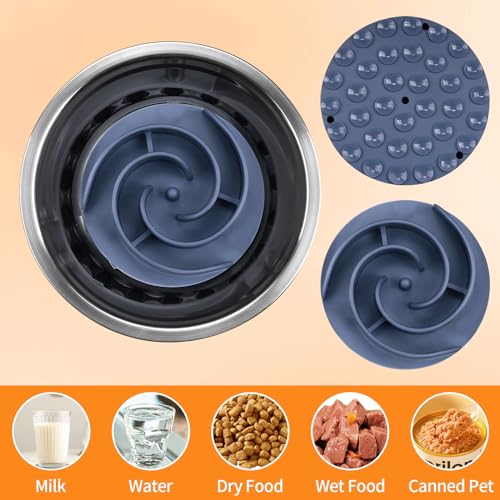 Slow Feeder Dog Bowls Insert, Bestalk Soft Silicone Slow Eating Feeder Insert with Suction Cups for Small, Medium and Large Dogs, Fit into Basic and Elevated Dog Bowls, Dark Blue - color: Dark Blue, size: S