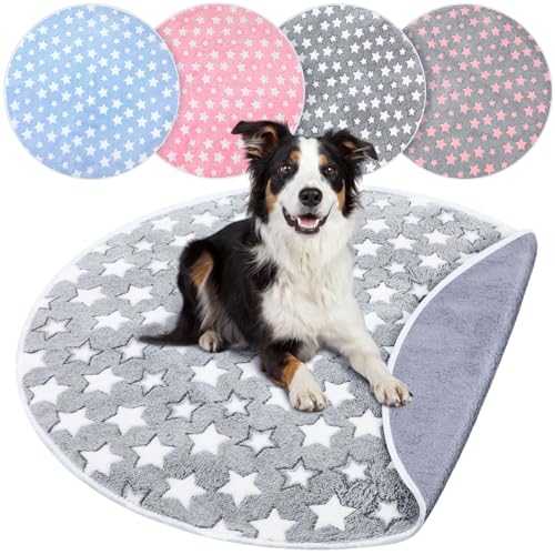 Hahafelt 4 Pcs Round Whelping Pee Pads Washable for Dogs Waterproof Pet Training Mats Reusable Puppy Whelping Pads Non Slip Cat Dog Bed Mat for Crate Kennel(Large Star,36 Inches) - size: 36 Inches