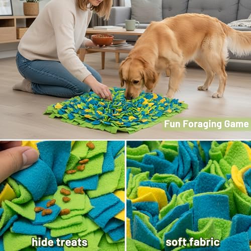 Snuffle Mat for Dogs, Interactive Dog Toys for Slow Feeding & Smell Training Indoor Outdoor, Enrichment Pet Foraging Mat for Small, Medium & Large Dogs, Rabbit, Puppy, Cat, (16"*22")