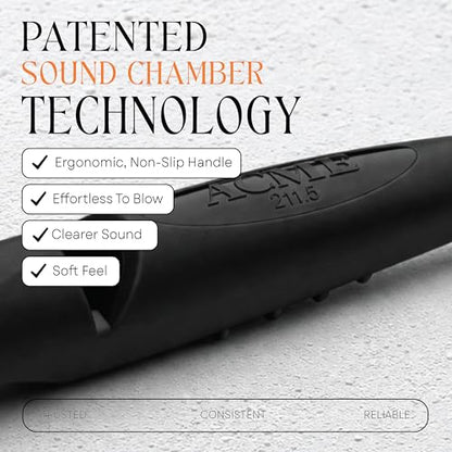 ACME Alpha 211.5 Professional Dog Training Whistle with Enhanced Ergonomic Grip. BPA-Free Plastic. 110 dBA. Long Range. Standardized Frequency. Weatherproof. Made in the UK (Black) - color: Black
